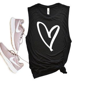 Heart Silhouette Workout Muscle Tank Top NEW